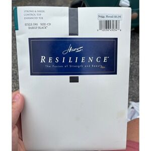 Hanes Resilience NEW Barely Black Vintage 1995 Strong & Sheer Control Top Tights